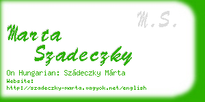 marta szadeczky business card